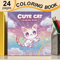 Cute Cat Art Coloring Book 24 Page Adult Picture Book Gift For Birthday Party Relieve Stress Kill Time Graffiti Painting Drawing 1