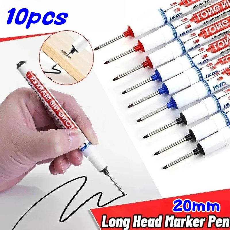 4Pcs/Set 20mm Deep Hole Long Nib Head Markers For Metal Perforating Pen Waterproof Bathroom Woodworking Decoration Multi-Purpose marker pens markers pen long nib markers