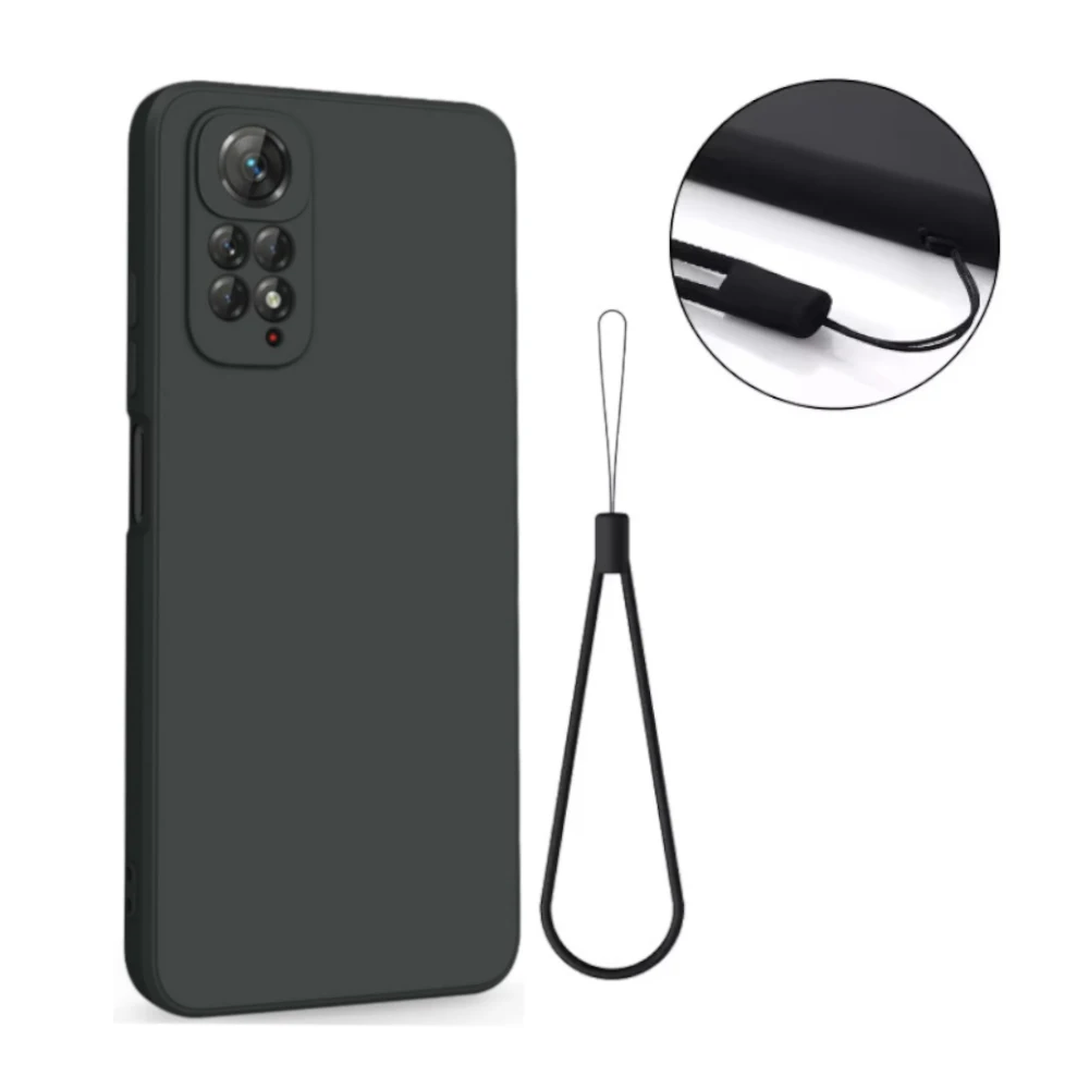 Black Silicone Lanyard Phone Case with Cord Holder