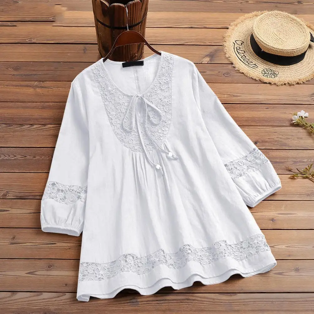 

Stylish Plus Size Bohemian Autumn Blouse Applique Lady Spring Top Plus Size Casual Lady Spring Blouse for Dating