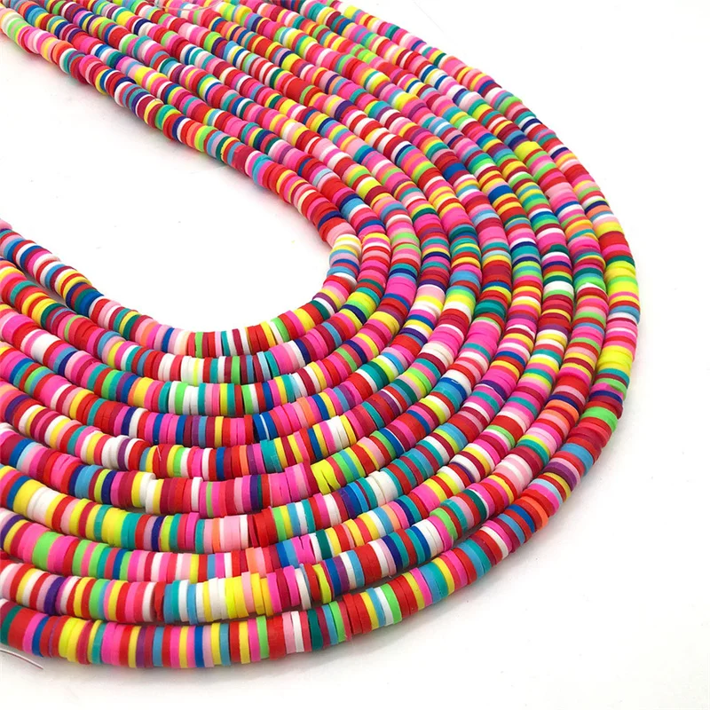 

4/6mm Soft Pottery Slice Beads Flat Round Loose Spacer Bead for DIY Handmade Necklace Bracelet Accessories Jewelry Making Crafts