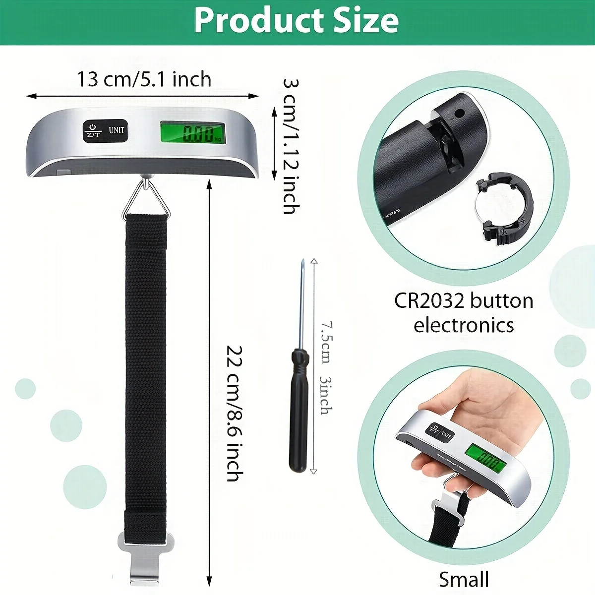 Portable Scale Digital Scale Luggage Scale Luggage Weight Scale Weighing Tools Digital Portable Handheld Suitcase Weight Travel Rubber Paint Sensor 110 Pounds Battery Included