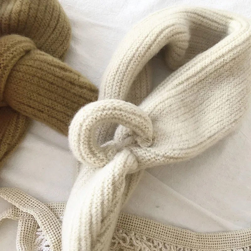Winter Knit Cross Baby Scarf Solid Color Boy Girl Warm Neck Covers Outdoor Windproof Anti-Cold Kids Neckerchief