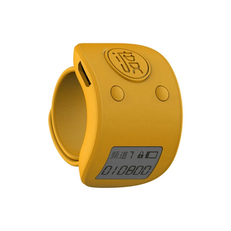 2PCS Mini Digital LCD Electronic Finger Ring Hand Tally Counter 6 Digit Rechargeable Counters Clicker, White & Yellow