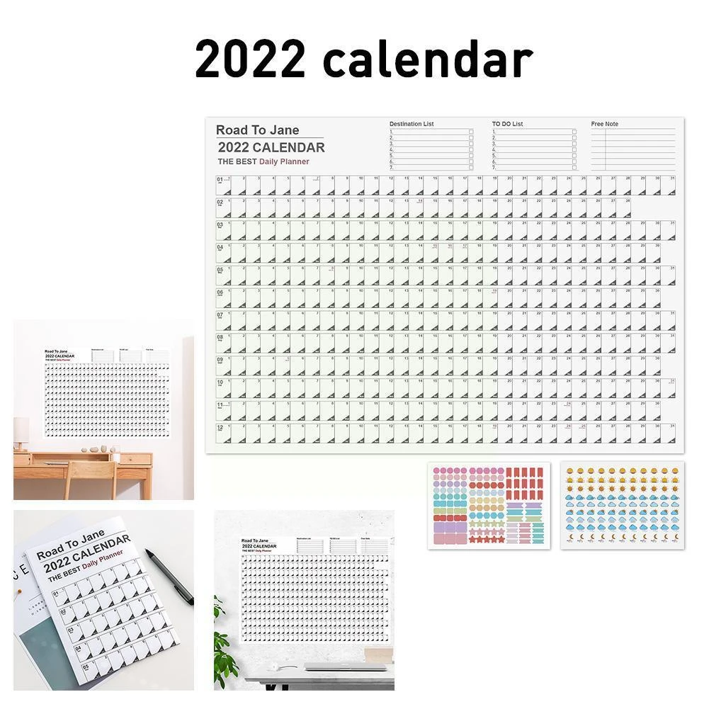 2022 Year Annual Plan Calendar, Daily Schedule With Calendar, 365 Planning  Learning Organizer, Day Stickers, Agenda, Simple X3Y0|Party Diy  Decorations| - Aliexpress