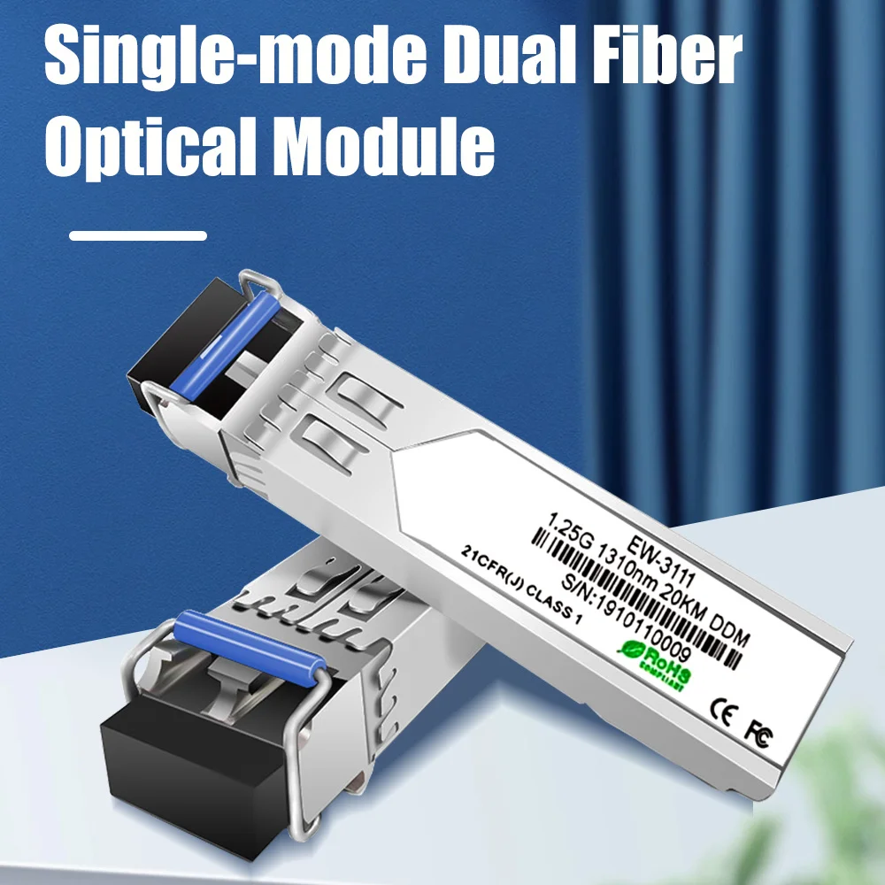 

SFP+ 10G/1.25G Single Mode Duplex Fiber LC DDM 1310nm 10/20km Optic Module Compatible with Cisco/Mikrotik/Huawei Switch