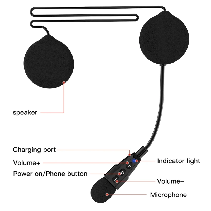 

Helmet Intercom Speaker Headset for Motorcycles BT5.1 Interphone Hands Free Call