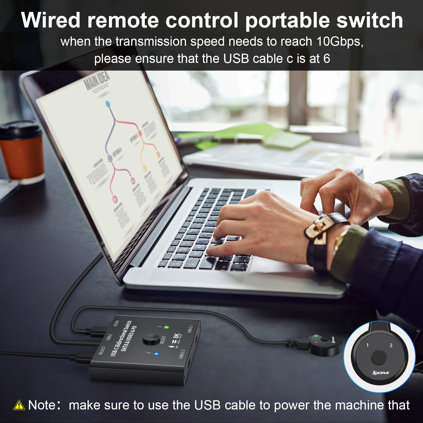  KVM   ó, ǻ   ҽ, USB C Ÿ ø, 100W, 2x1, 1x2, 8K