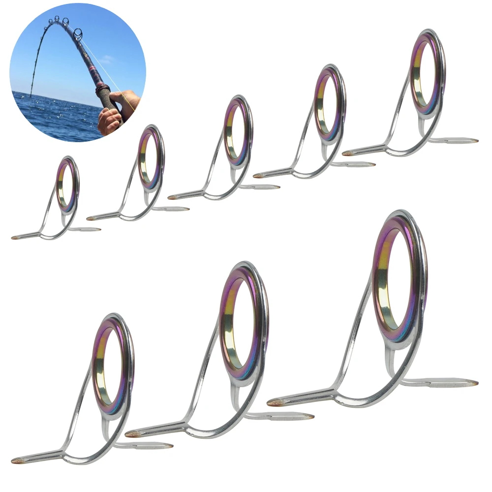7pcs Fishing Rod Guide Rings Stainless Steel Ceramics Rings Rod Repair