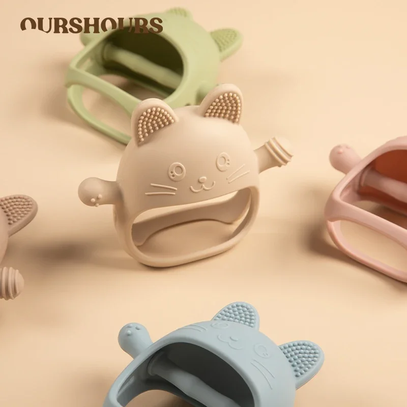 New Born Silicone Glove Teether Toy BPA Free Baby Cat Shape Hand Pacifier for Infant Molar Chewing Nursing Toys Baby Accessories teething toys silicone teething toys baby teething toys silicone teether
