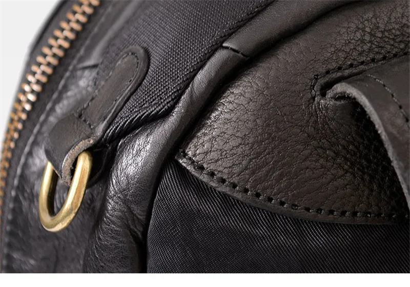PNDME Mode Designer Hohe Qualität Echtes Leder männer Schwarz Rucksack Casual Outdoor Reise Echtes Rindsleder Laptop Schul – Detail 11