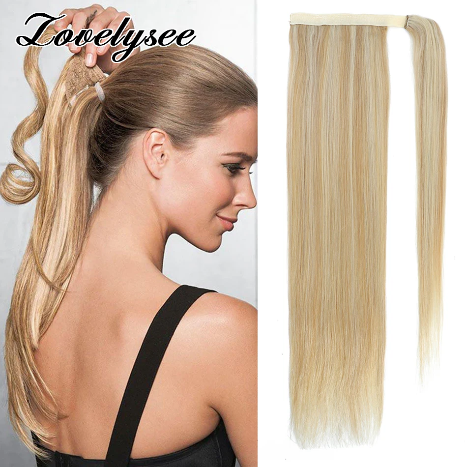 

90 Grams Ponytail Human Hair Wrap On Hair Clip Straight Brazilian Remy Hair Ombre Blonde Hair Extensions Pony Tail For Women