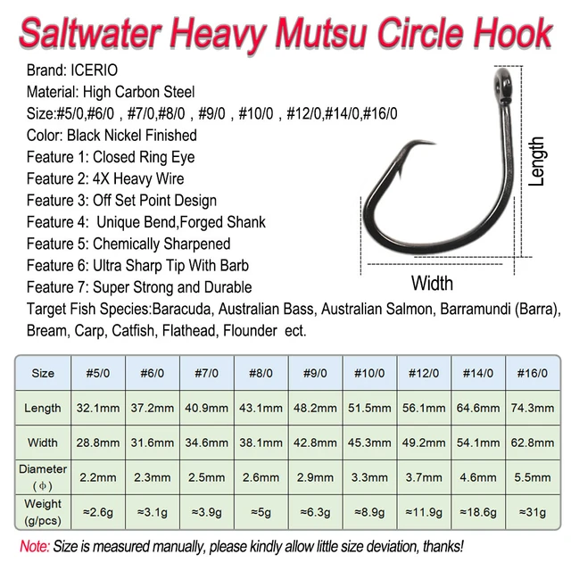 Circle Fishing Hooks Saltwater, Heavy Mutsu Circle Hook