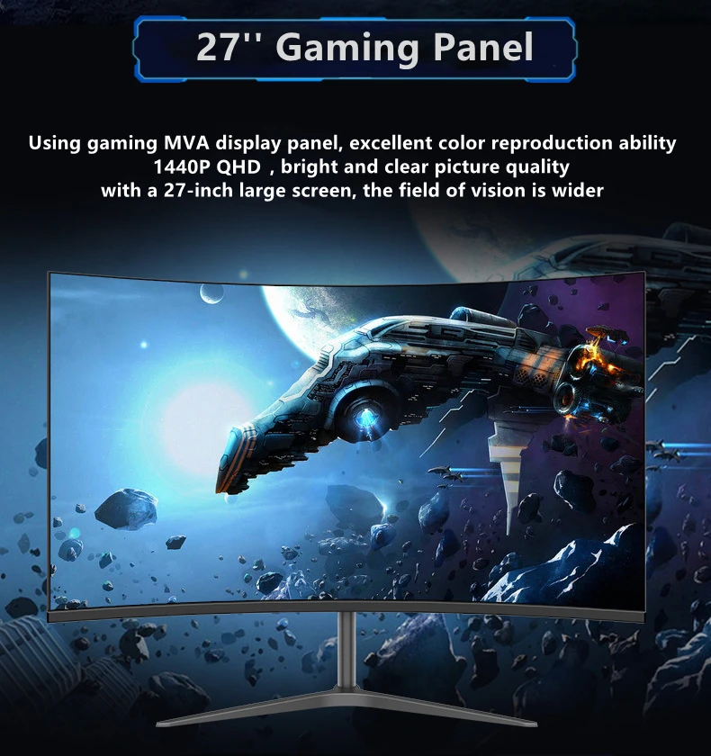 VGA ̸ , Ŀ ũ, ũž HDMI/DP ǻͿ LCD ÷, FreeSync , 27 ġ, 165hz, 1920x1080P, 1MS HD PC