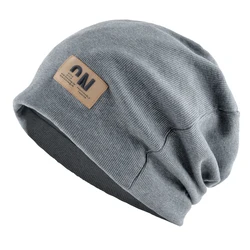 Men's Fashionable Autumn Knitted Beanie - Casual Outdoor Solid Color Skullcap - One Size (Gray)