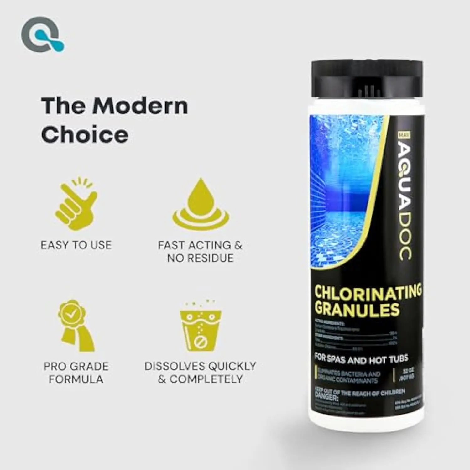 Spa Chlorine for Hot Tub Sanitizer 2lb (2 Pack)-Quick Dissolving Hot Tub Chlorine Granules, Spa Chemicals Made in The USA-Aq