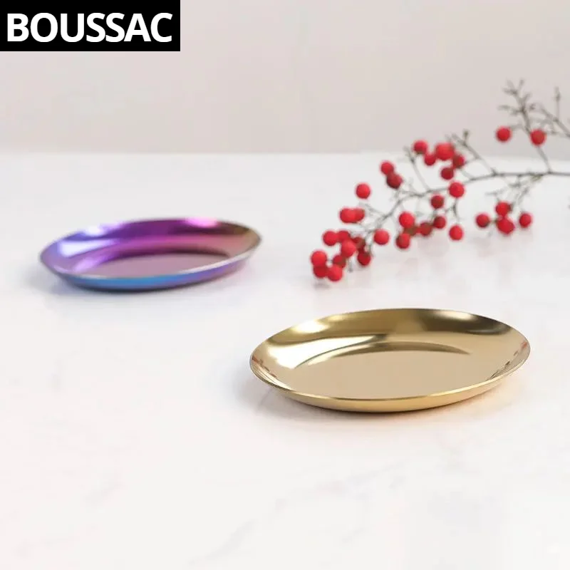 

Tray Organizer Stainless Steel Key Storage Jewelry For Women Free Shipping Organizers Desk Beauty Dish Fruit Bowl Snack Plate