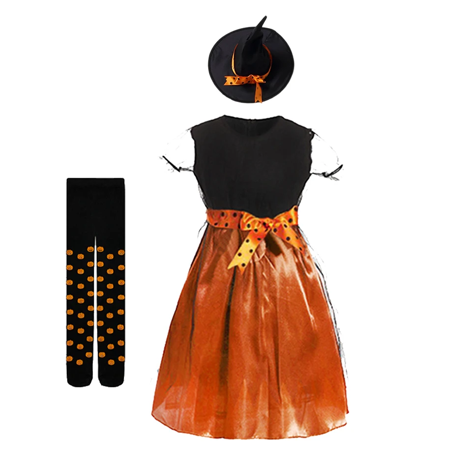 thumbnail image 1 of Disfraz de calabaza para bebé, vestido de princesa para niña, vestido elegante para actuación de vampiro, mameluco de bruja para Halloween de 1 a 12 años, 1 of 5