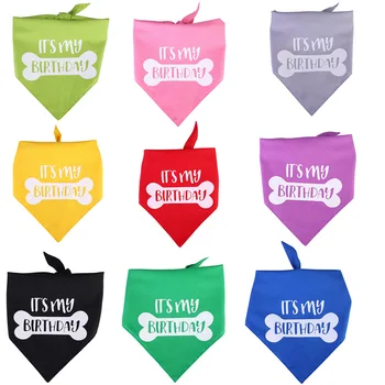 Birthday Pet Dog Collar Luxury Designer Bone Printing Kitten Neck Accessories Triangle Bibs Dog Bandana Solid Color Cats Collar