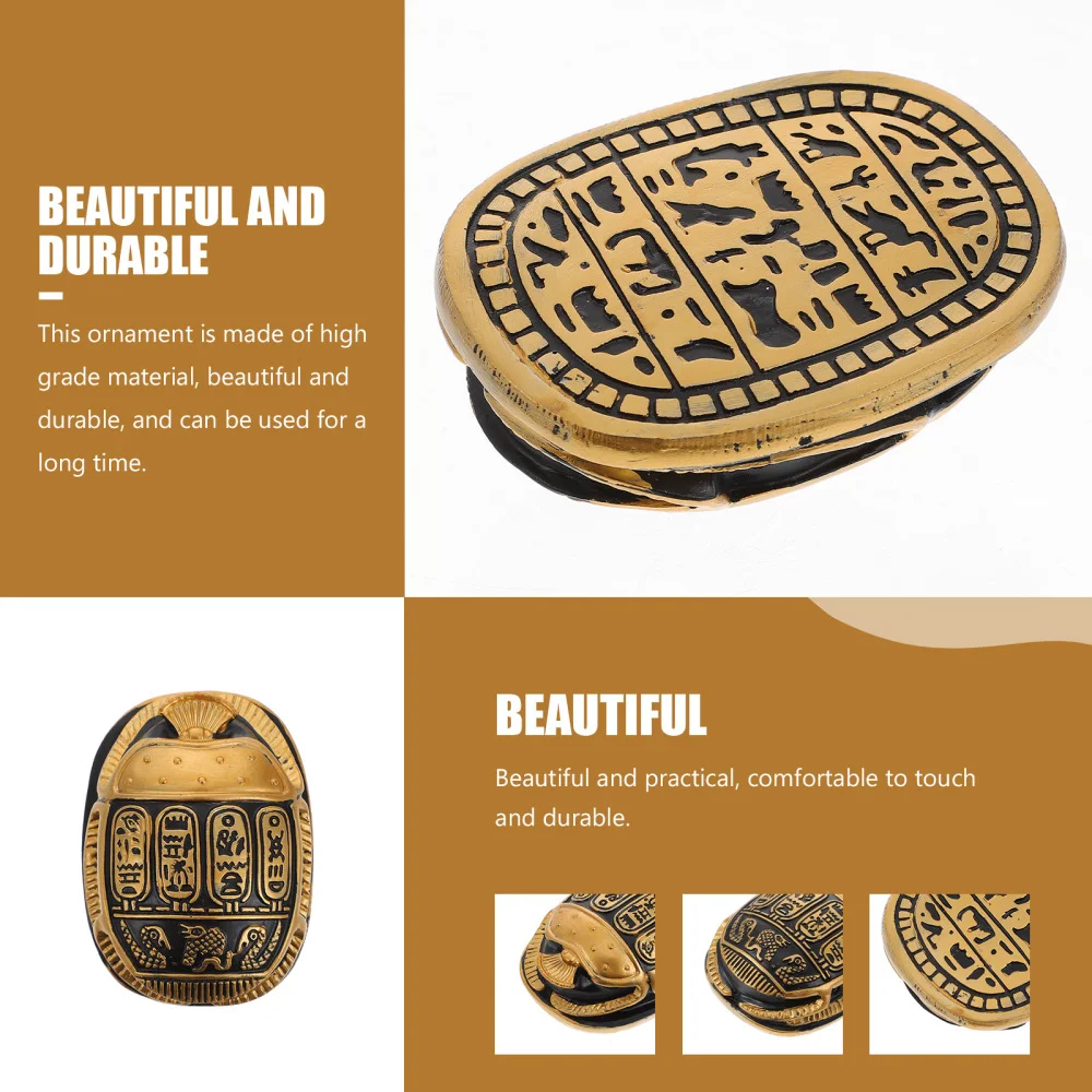 1pc Egypt Scarab Beetle Figurine Desktop Ornament Egypt Artware Figurine Vintage Resin Crafts Decoration 6.8x5x2cm