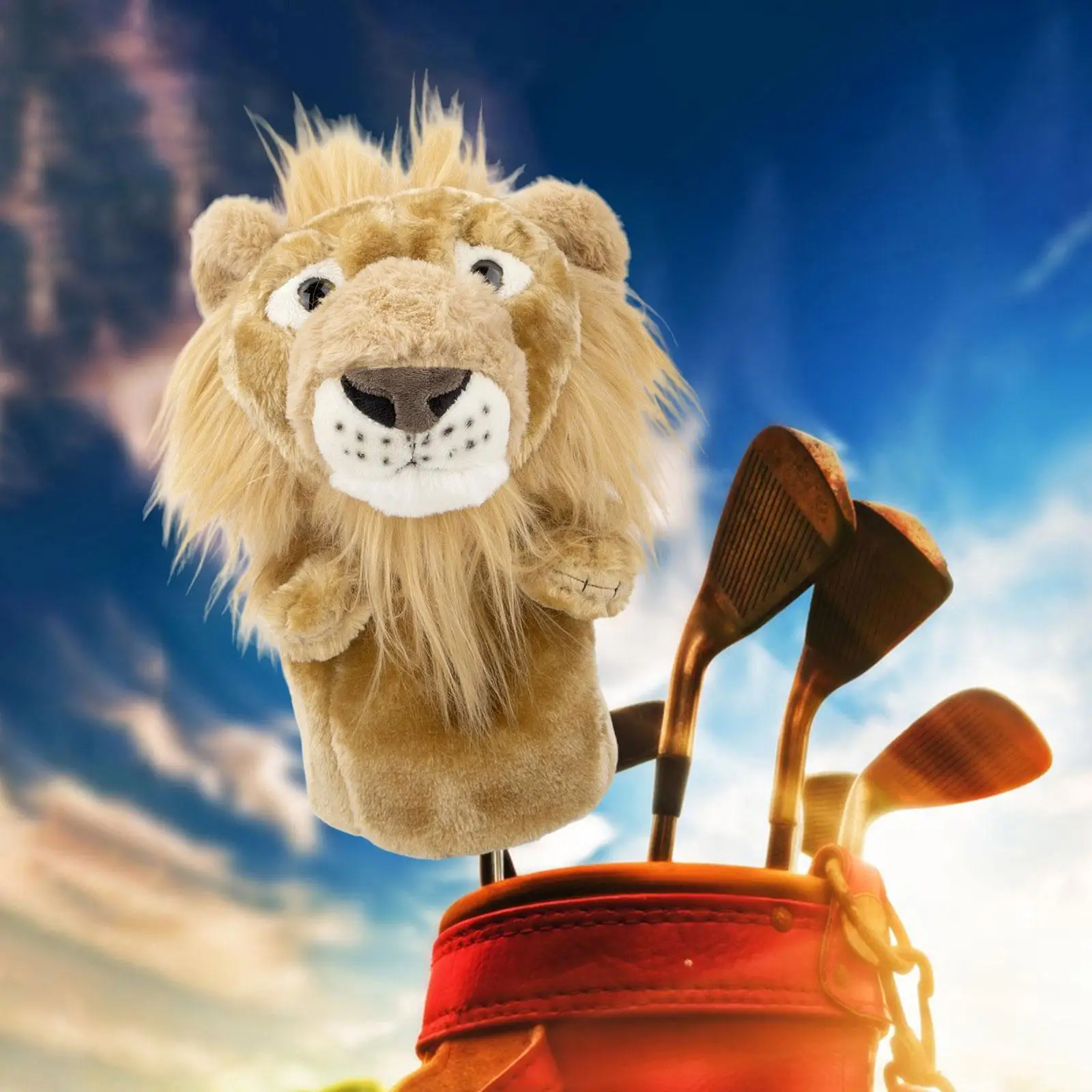 Plush Lion Golf Wood Headcover Practical Long Neck Lovely Soft Golf Club Cover Golf Head Cover for Outdoor Sports Golfer Gift