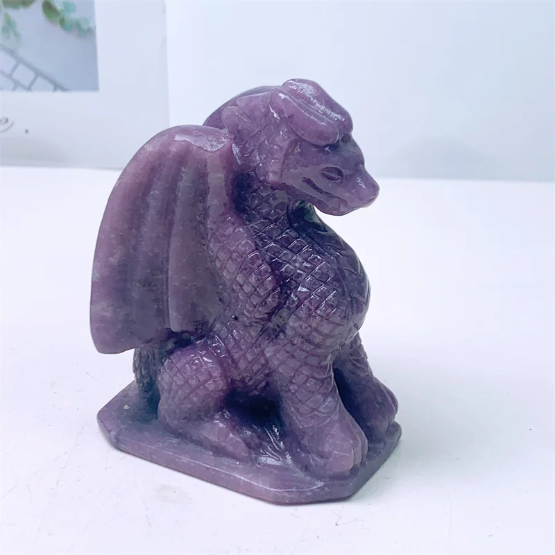 

Natural Purple Mica Dragon Carving Reiki Healing Fengshui Gemstone Figurine Crafts Home Decor Ornament Gift 1pcs