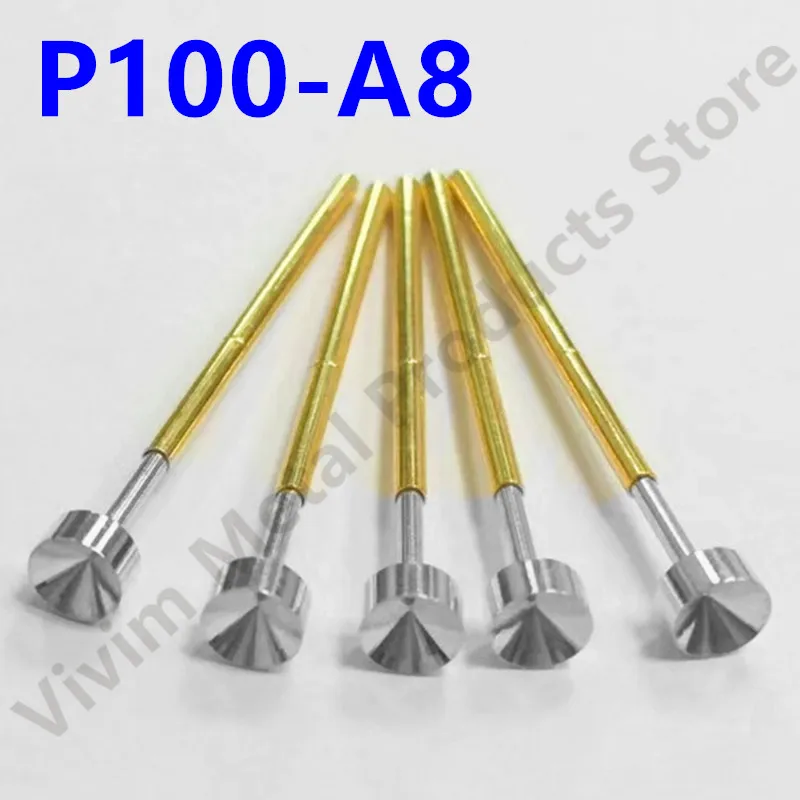 20/100PCS P100-A8 Spring Test Probe Test Pin Testing Circuit Board 33.35mm P100-A Nickel-Plated Head Dia 4.0mm Pogo Pin Tool