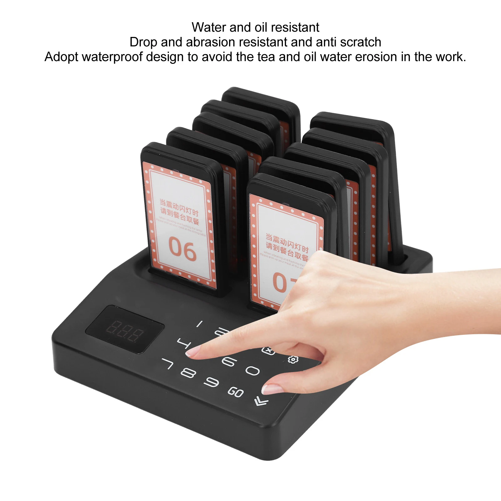 Pager Wireless Calling System Stable Signal Moderate Vibration Strength with 1 Base 10 Pagers Wireless Paging System for bar