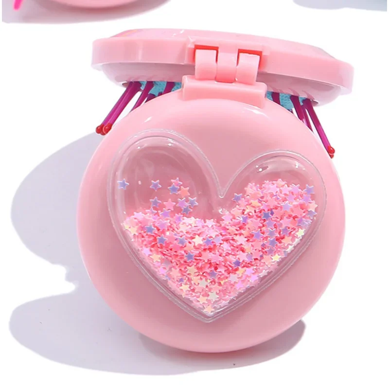 Portable Cartoon Travel Hair Brush Folding Air Bag Comb With Mirror Compact Pocket Size Cosmetic Mirror Head Massager Comb hair brush comb