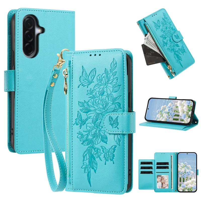 Zipper Leather Wallet Phone Case with Card Holder