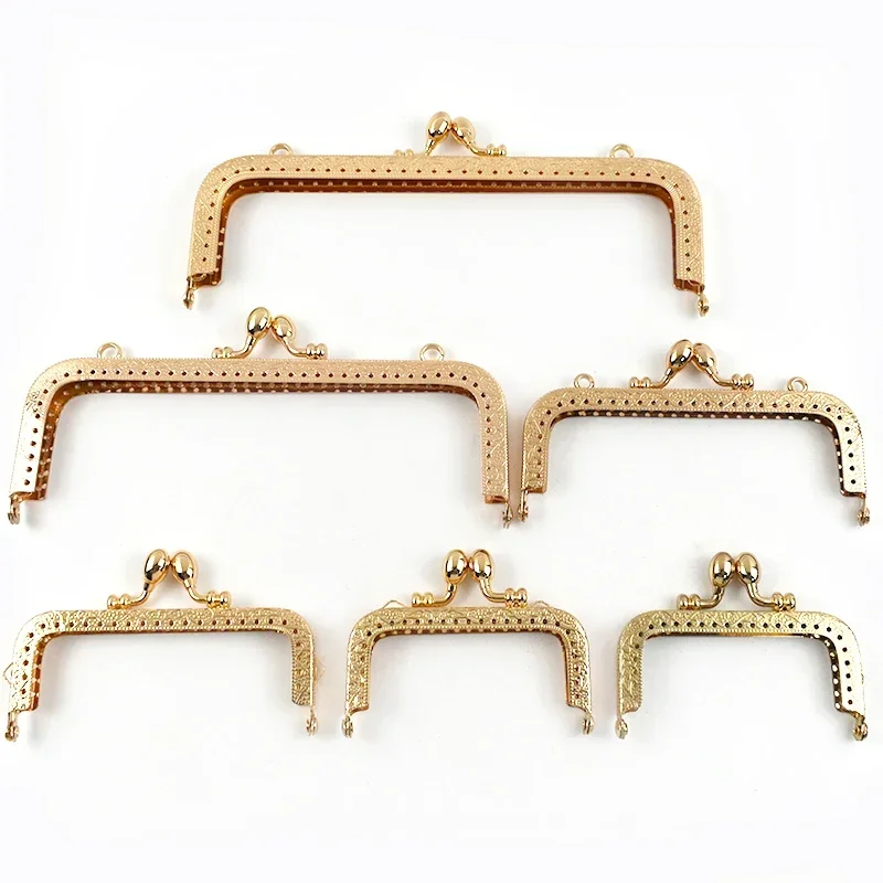 2Pcs 85-200mm Metal Embossed Pattern Purse Frame Square Bag Handle Handbag Kiss Clasp Lock Buckle Bracket Hardware Accessories