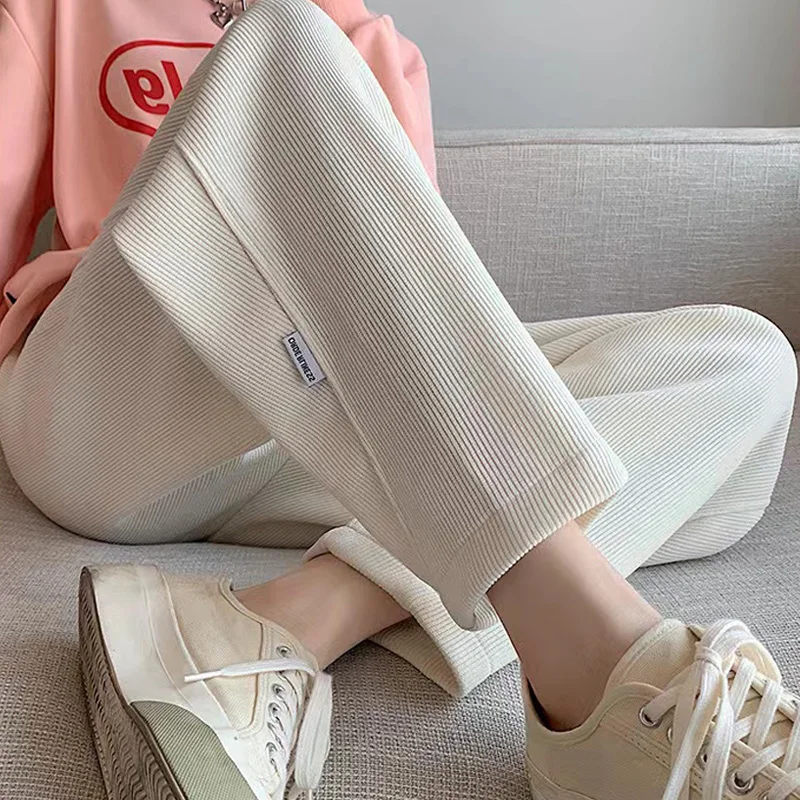M-4XL Pregnant Women Cotton Fleece Radish Pants Autumn Ankle-length Maternity Corduroy Trousers High Waist Pregnancy Sweatpants 2