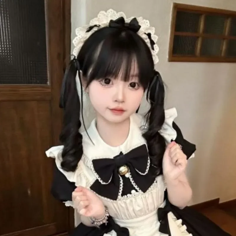 Women Japanese Kawaii Lolita Princess Dress Girls Vintage Harajuku Y2k Bow Maid Dresses Sweet Cosplay Costumes Party Mini Dress