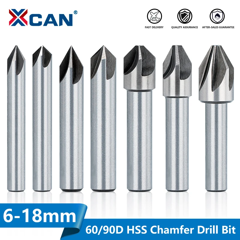 XCAN HSS Steel Chamfering Cutter 4/6/8/10/12/14/18mm 60/90 Degrees Countersink Drill Bit,Metal Chamfering Drill,Hole Cutter