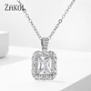 ZAKOL Simple Shiny AAA Cubic Zirconia Rectangle Pendant Necklaces Glamour Bridal Wedding Chain Necklace Fashion Jewelry NP1018 3