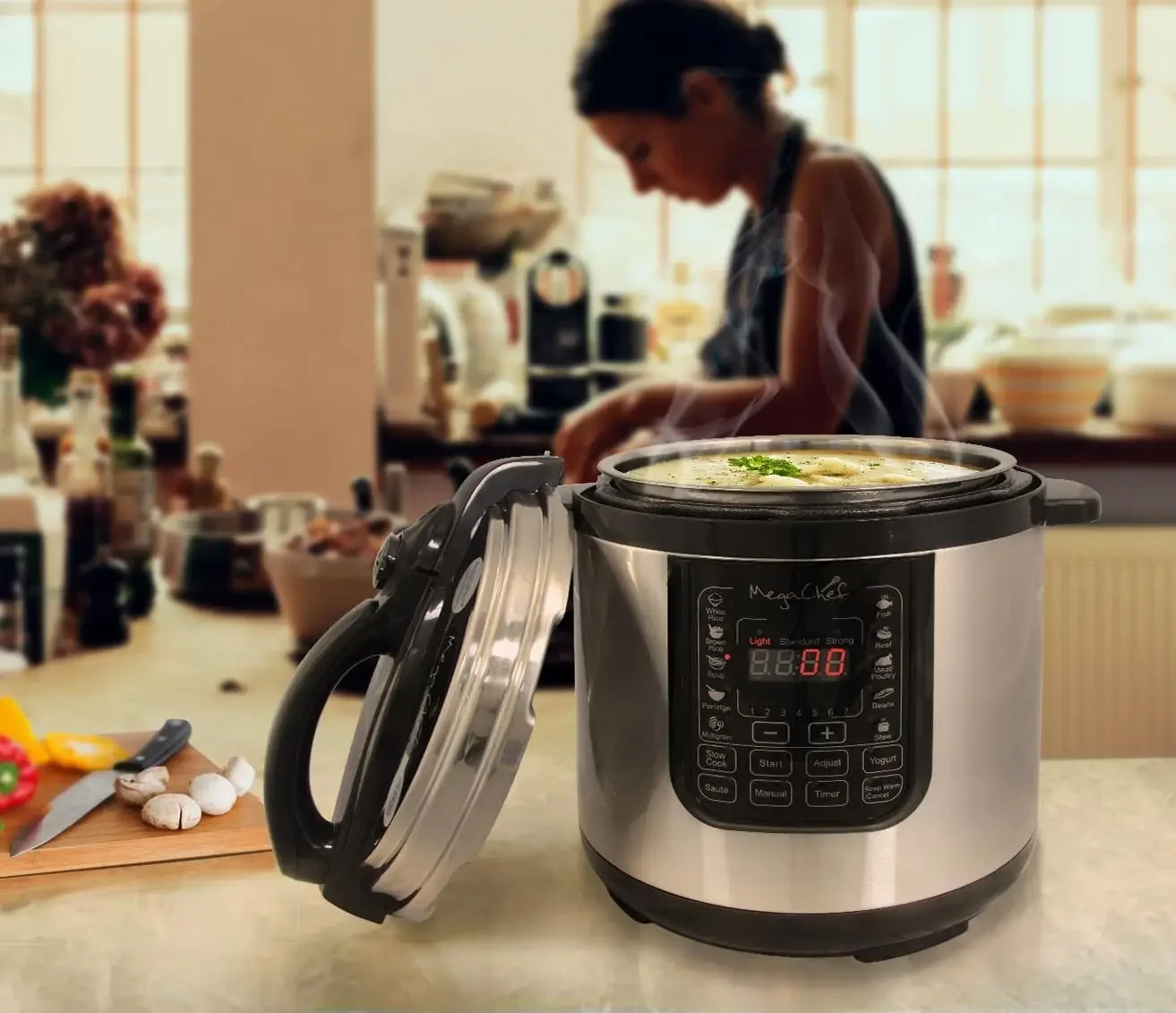 NEW MCPR120A 8 Quart Digital Pressure Cooker with 13 Pre-set Multi Function Features, Stainless Steel