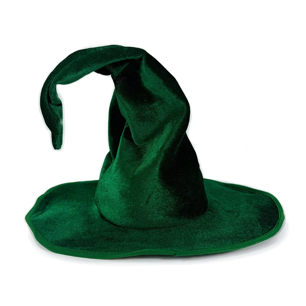 Witch Hat Flannel Secure Twisted Witch Hat Green Witch Hat Comfortable For Holiday Party Cosplay Halloween Party