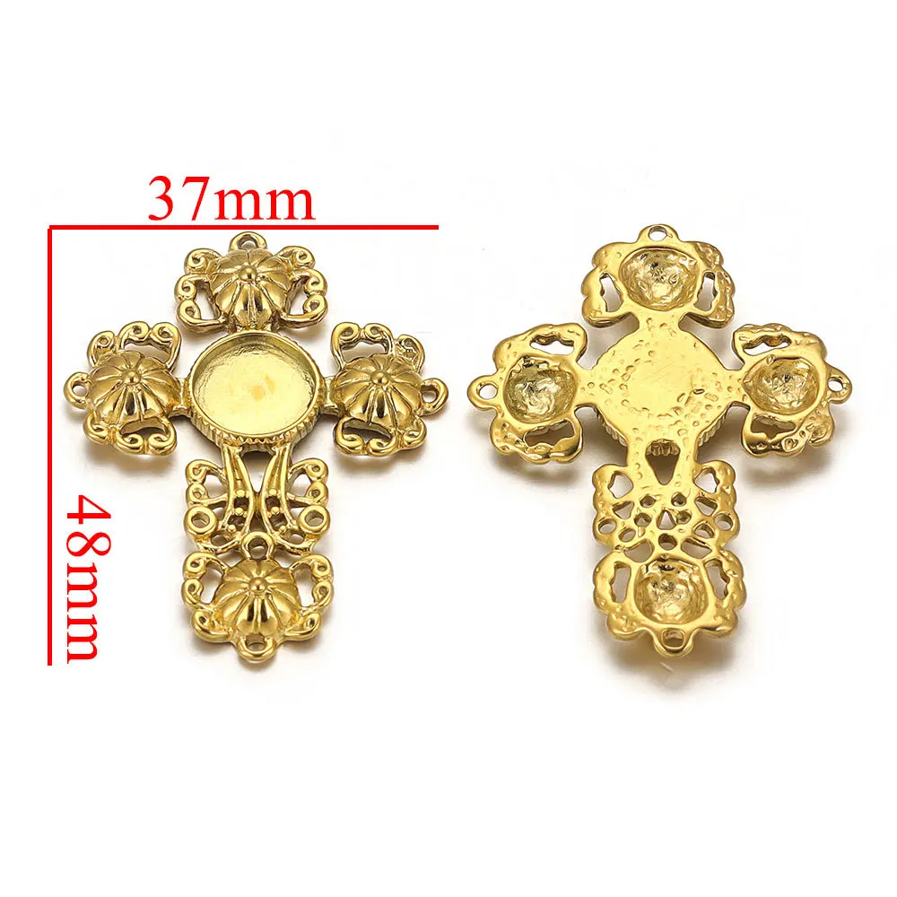 Stainless steel 12mm Cross Tray Pendant Pendant DIY Necklace Earrings Jewelry Accessories 6