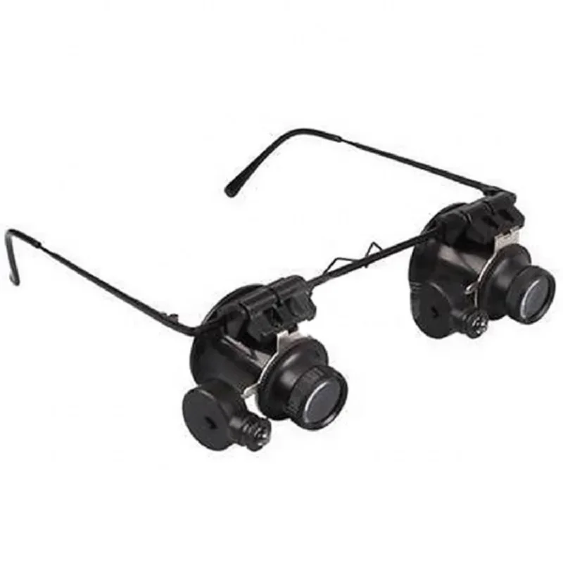 Professional 20X Magnifier Double Eye Glasses Type Watch Repair Jeweler Inspect Tool Magnifier with Two Adjustable LED Lights