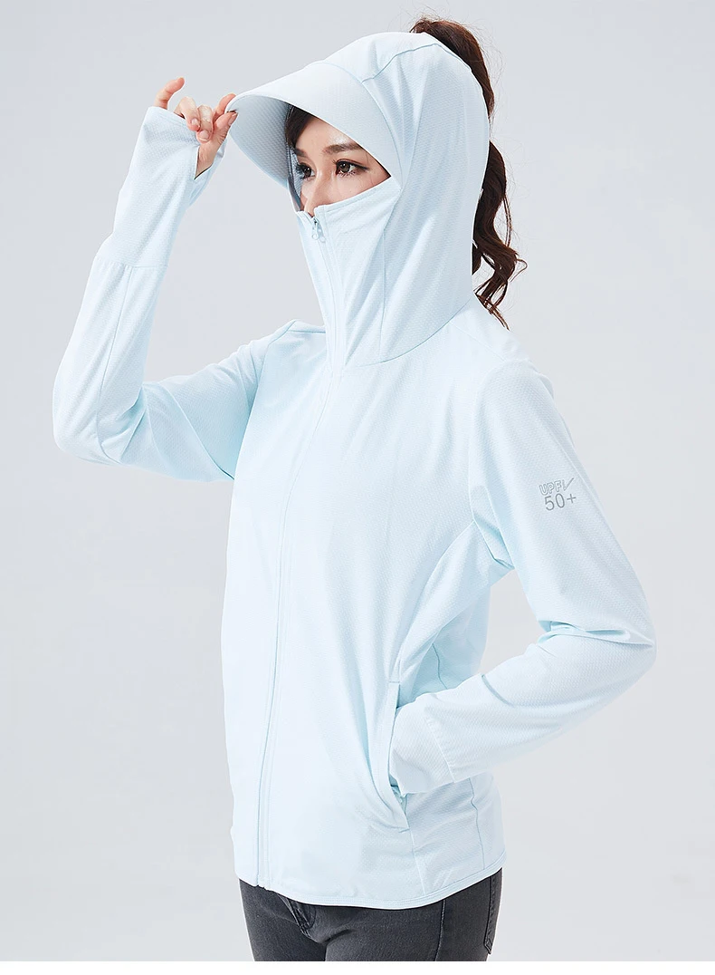 LNGXO Sommer-Camping-Wanderjacke, schnell trocknend, UV-Schutz, Netz-Reißverschluss, Kapuzen-Strickjacke für Damen und Herren, Sonnenschutzkleidung – Detail 4