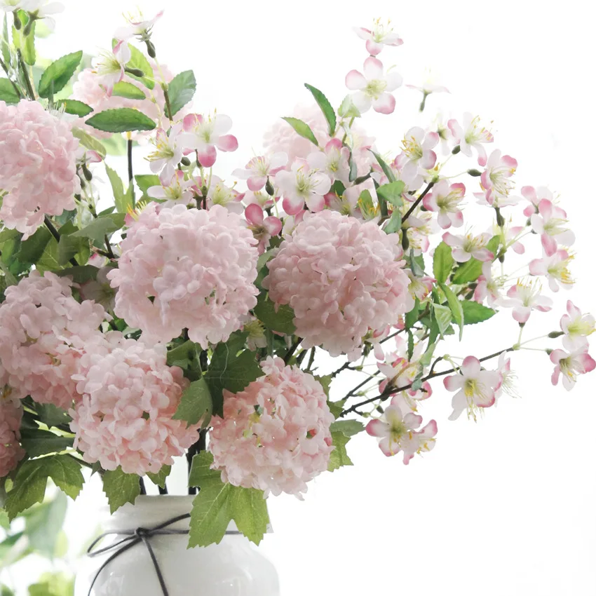 YOKLFYU Flores de hortensias artificiales, cabezas de flores de