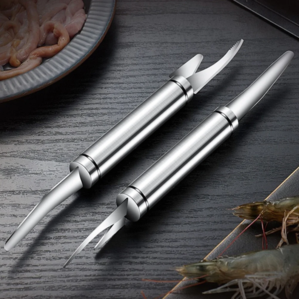 4 Pcs Stainless Steel Shrimp Peeler Shrimp Line Tool Kitchen Supplies Household Fish Scaler Professional Cleaner Seafood