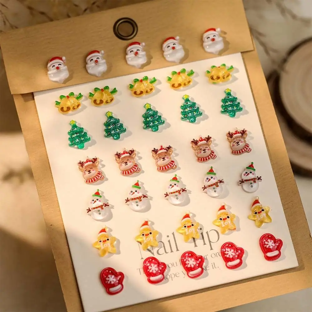 

10Pcs/set Manicure Ornaments Christmas Nail Decorations Nail Supplies Xmas Christmas Nail Rhinestones Santa Claus