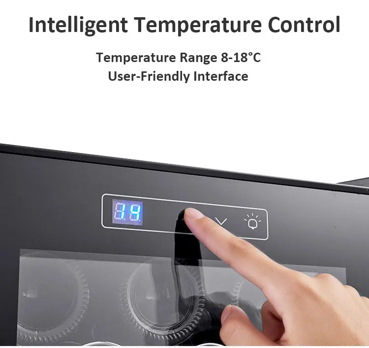 12 Bottles Wine Cooler Freestanding Wine Refrigerator With Digital Touchscreen And LED Temperature Display