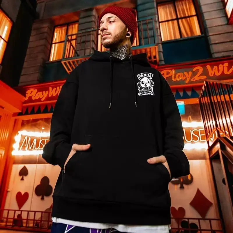 Hooded Sweater Men's Trendy Brand Large Size M-8XL Men's Autumn And Winter Style Plush And Thick Fat Hip-hop Pullover Jacket