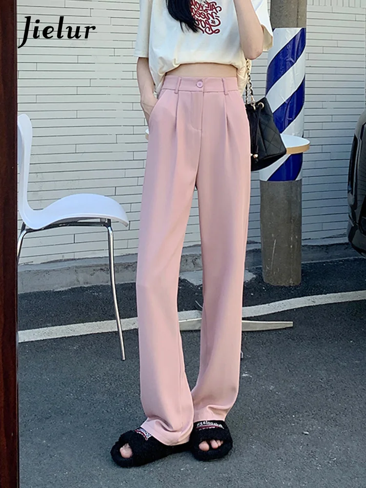 

Loose OL Suit Pants Women Summer New High Waist Green Pink Trousers Woman Basic Korean Chic Wide Leg Pants Female S-4XL