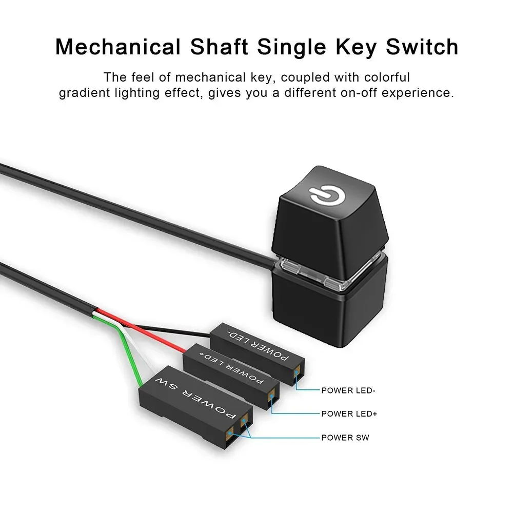 Computer Power Button Cable TEUCER KG-1 2m Computer Desktop Switch LED Light Motherboard External Start Power On/Off Button Extension Cable for Home Office