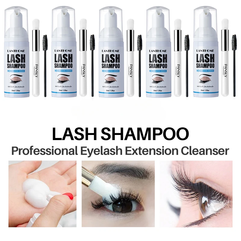 

50ml Professional Lash Shampoo Eyelash Extension Cleanser Eye Lashes Foam Cleaner Brush Kit Eyelashes Detergent