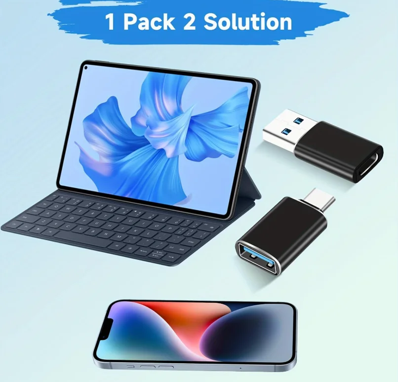 4팩 USB to USB C OTG 어댑터, 2팩 타입 C 여성용 to A 남성용 충전기 컨버터, 2팩 USB C 남성용 to USB 3.0 여성용 어댑터