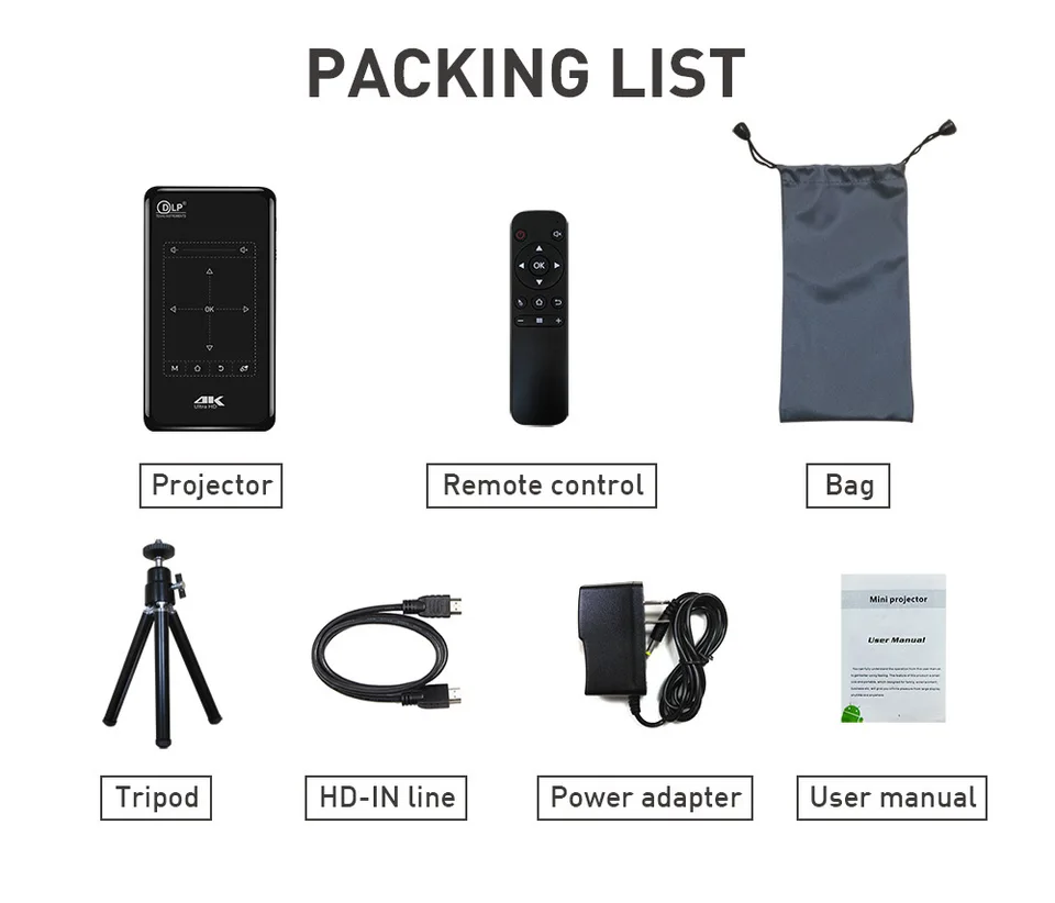 P09-II Portable DLP Mini Pocket Projector Android 9.0 2GB